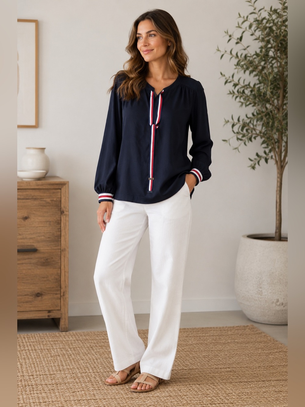 Tommy Hilfiger Womenâs Red White Blue Americana July Usa Blouse